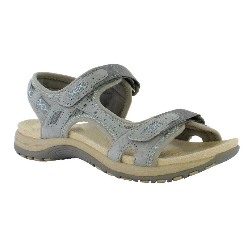 Sandals with open toe -Free Spirit Frisco Ladies Smoke Suede & Textile Touch Fastening Sandals