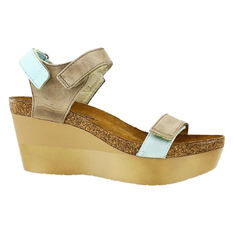 Sandals for weekend trips -Women's Naot Miracle Khaki Beige/Celadon/Sea Pear Leather