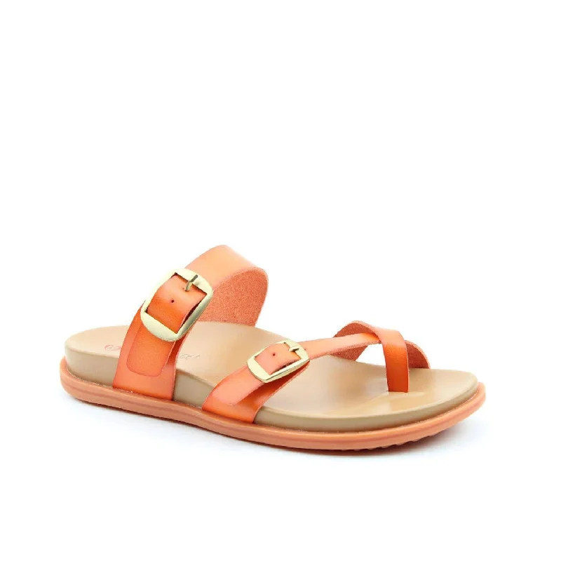 Sandals in jade -Heavenly Feet Malibu Ladies Orange Vegan Slip On Sandals