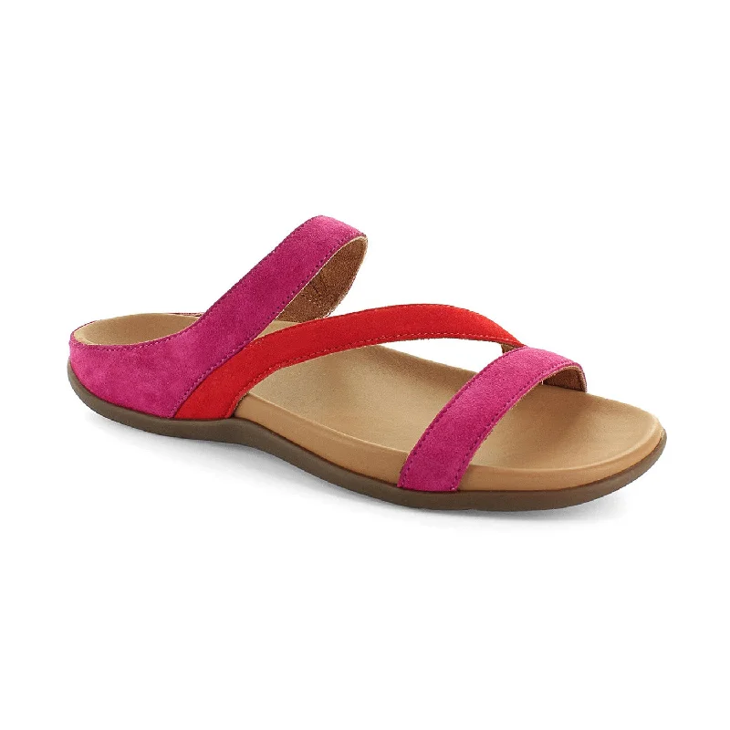 Sandals for warm days -Strive Trio Ladies Magenta And Scarlet Suede Arch Support Slip On Sandals