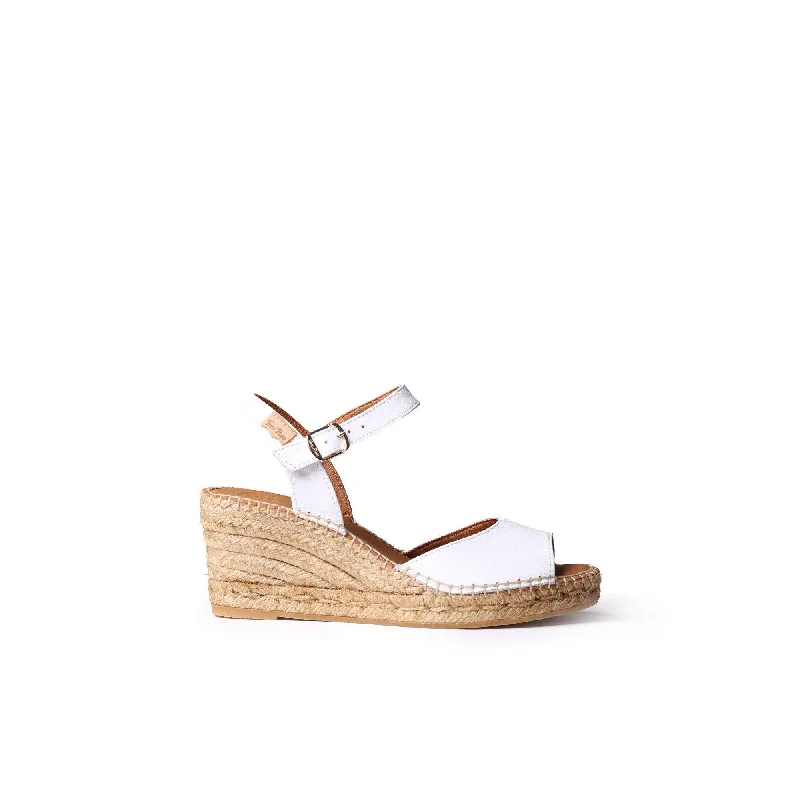 Sandals for hot climates -Toni Pons Sia-P Ladies  Spanish White Leather Buckle Sandals