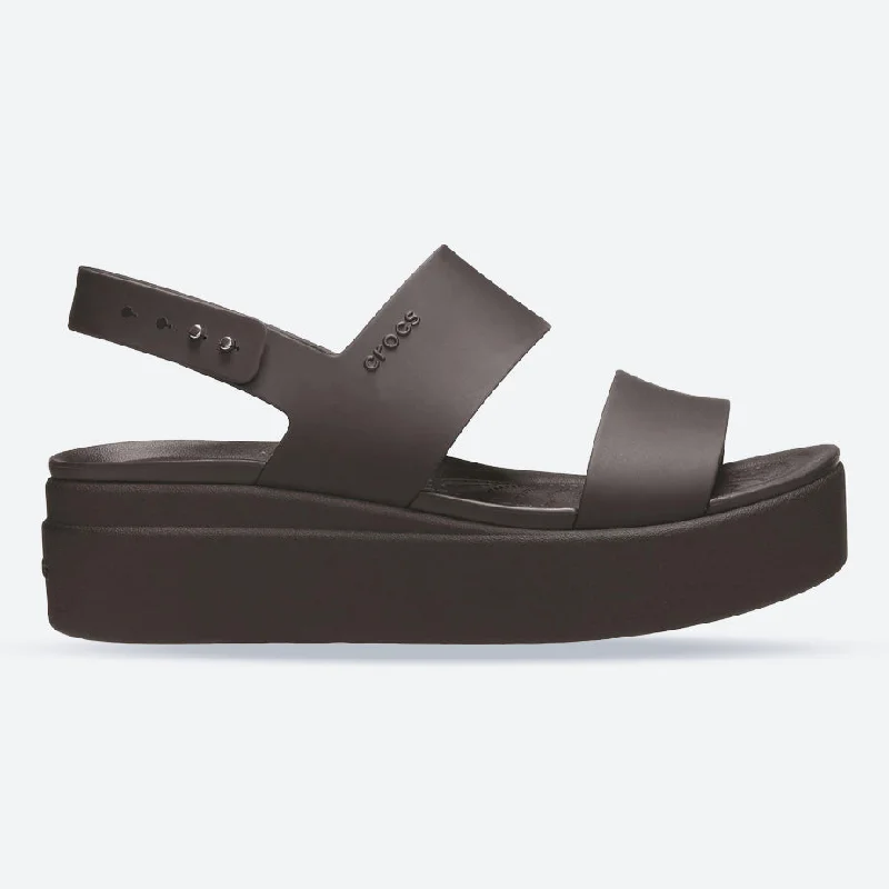 Sandals with leather straps -Women's Crocs 206453 Brooklyn Low Wedge Sandals