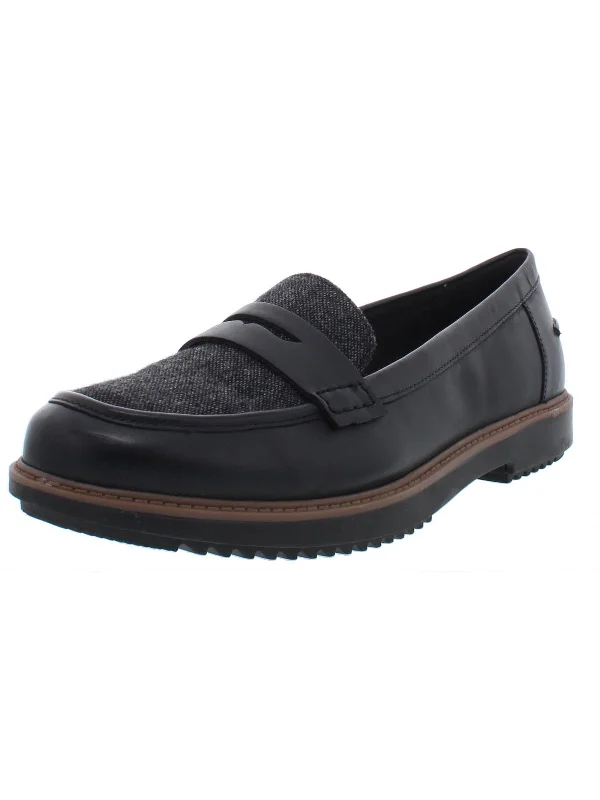 Flats for everyday use-Raisie Eletta Womens Leather Penny Loafers Flats