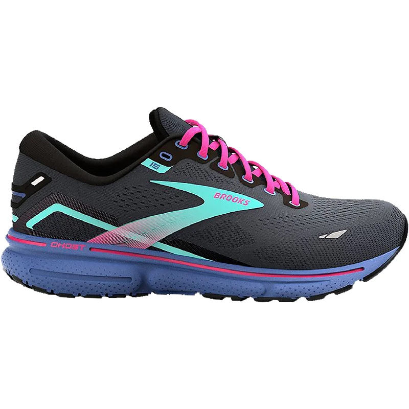 Athletic Shoes for High-Intensity Sports-Women's Brooks Ghost 15 Black/Blue/Aruba Mesh