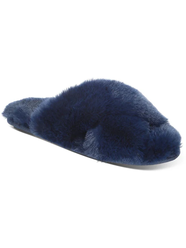 Slippers for sweaty feetWomens Faux Fur Criss Cross Slides Slide Slippers