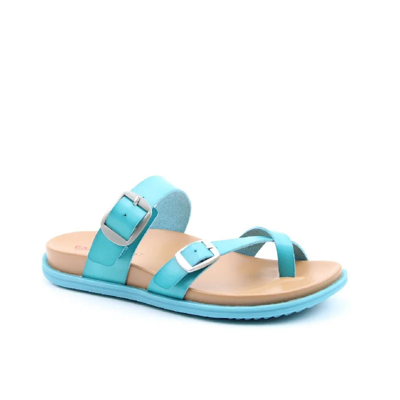 Sandals with durable comfort -Heavenly Feet Malibu Ladies Turquoise Vegan Slip On Sandals