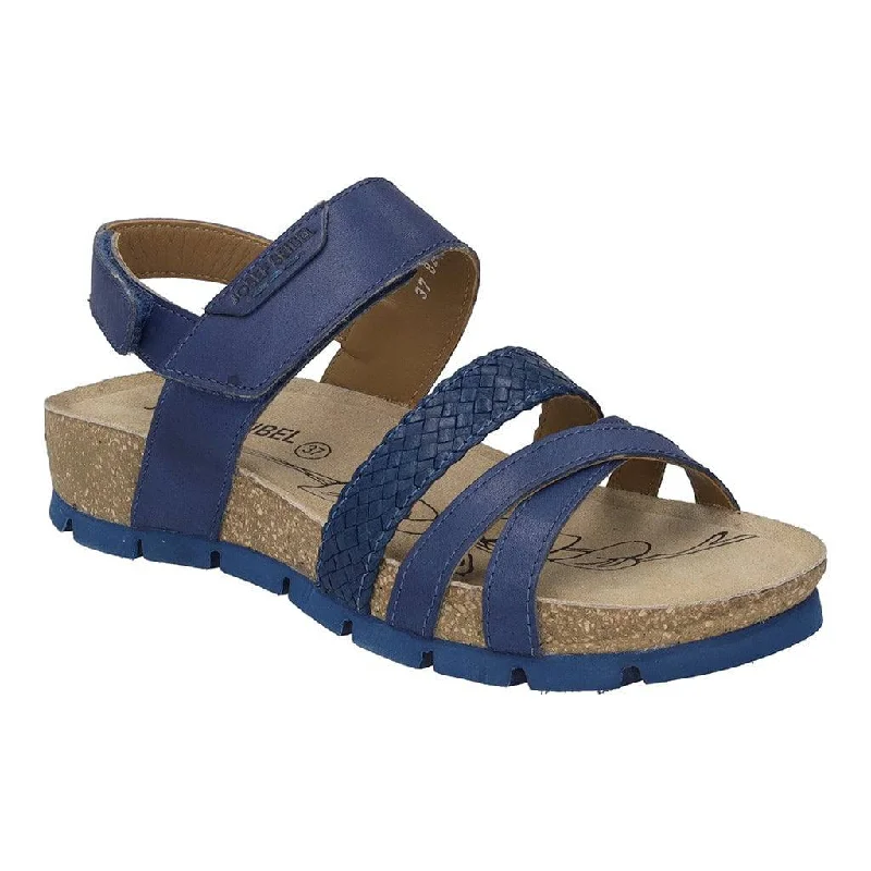 Sandals for sunny fun -Josef Seibel Lucie 03 Ladies Blue Leather Touch Fastening Sandals