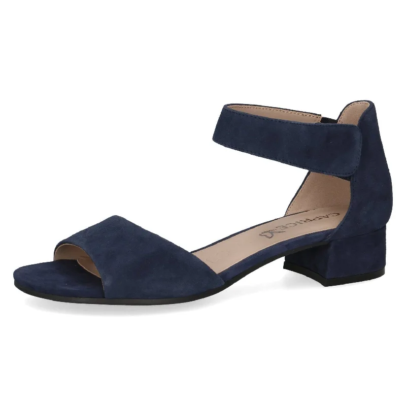 Sandals with shock absorption -Caprice 9-28212-42 857 Ladies Ocean Navy Suede Touch Fastening Sandals