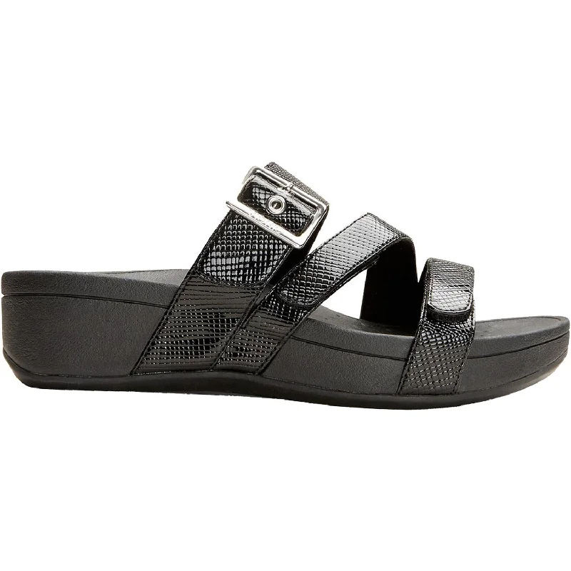 Sandals for summer looks -Women's Vionic Rio Lizard Black Faux Leather