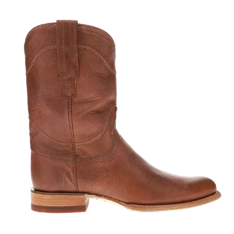 Cowboy boots with studded details-Earl Goat Round Toe Pull On Cowboy Boots