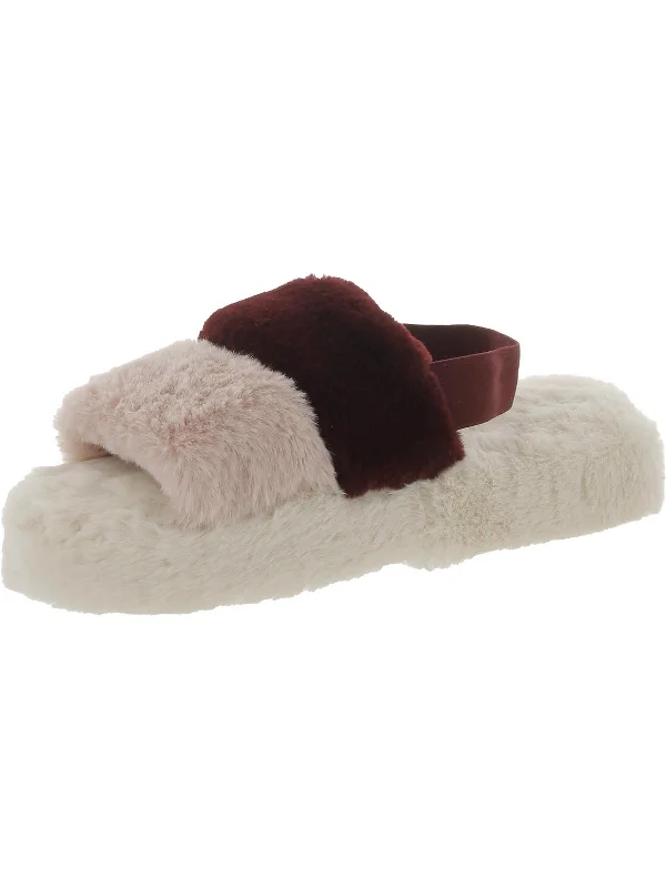 Slippers with stretchable fabricfash box slip Womens Faux Fur Indoor/Outdoor Slide Slippers