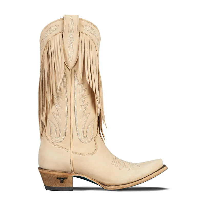 Cowboy boots with deer leather-Senita Falls Fringe Embroidered Snip Toe Cowboy Boots