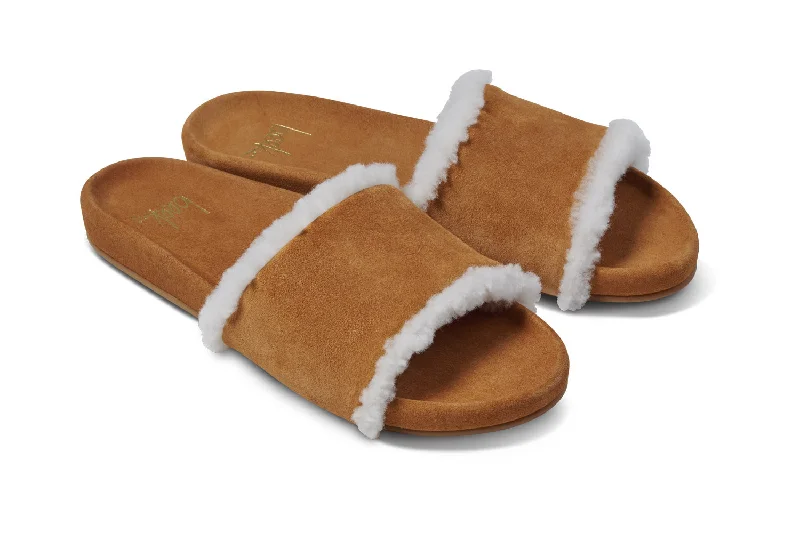 Sandals in turquoise stone -GALLITO SHEARLING - Almond