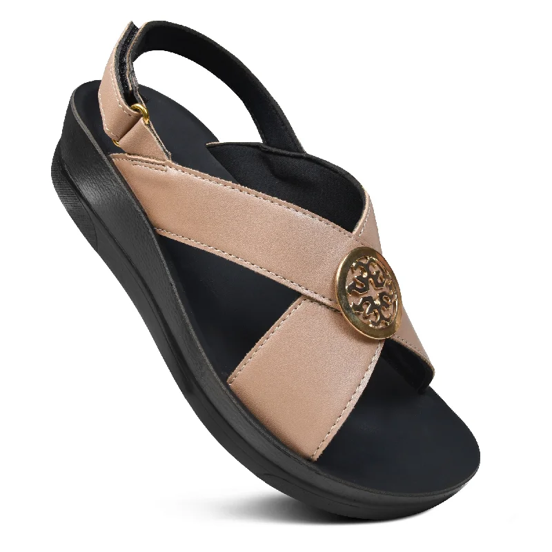 Sandals with slip-resistant sole -Aerothotic - Merak Back Strap Platform Sandals for Women