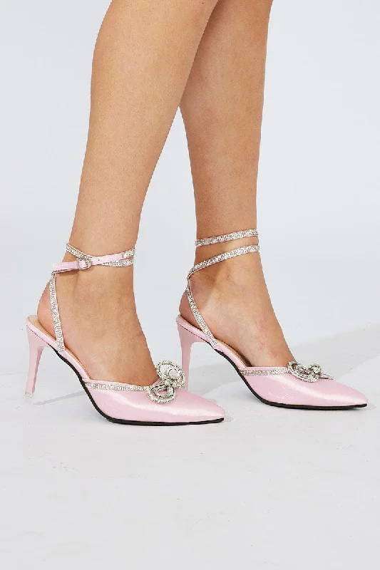 Sandals for tropical weather -Pink Glimmer Strappy Heeled Sandals