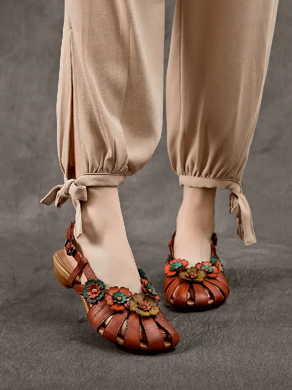 Sandals in aqua -Babakud Women Retro Ethnic Style Hollow Floral Sandals