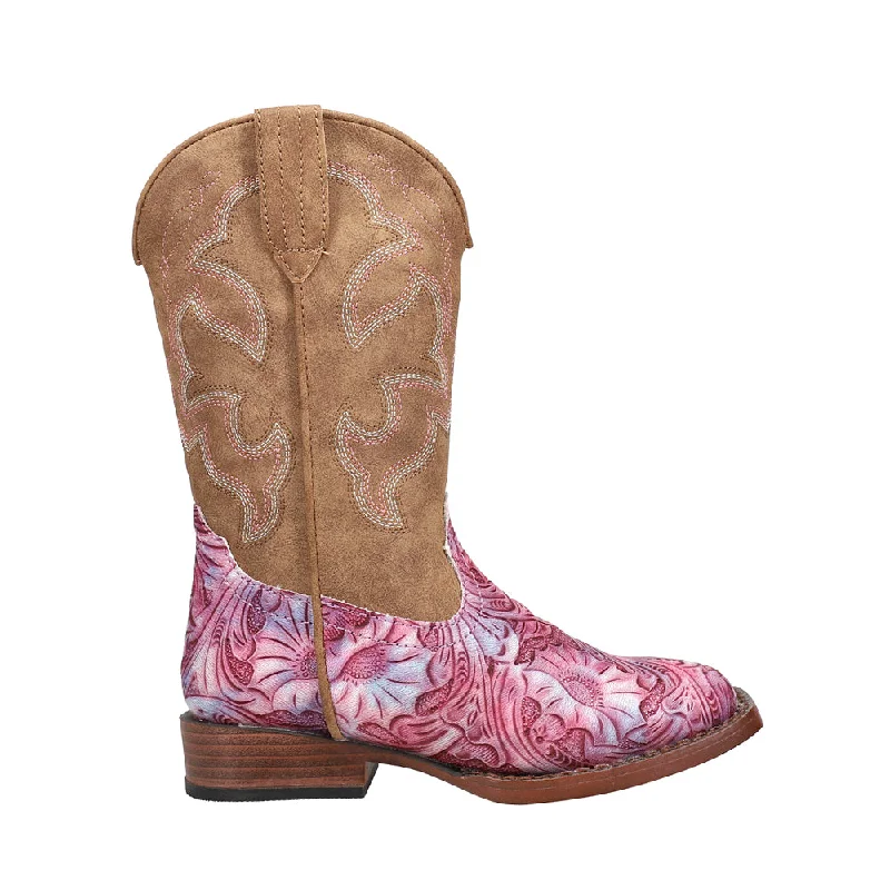 Cowboy boots for hot evenings-Raya Tie Dye Square Toe Cowboy Boots (Little Kid)