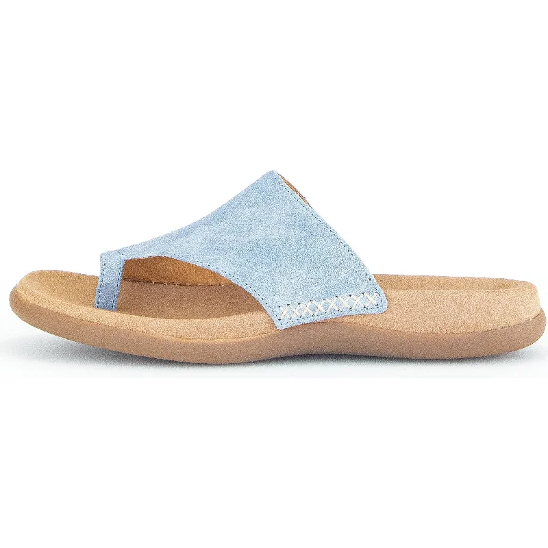 Sandals in aqua -Gabor 43.700.66 Lanzarote Ladies Light Blue Leather Slip On Sandals