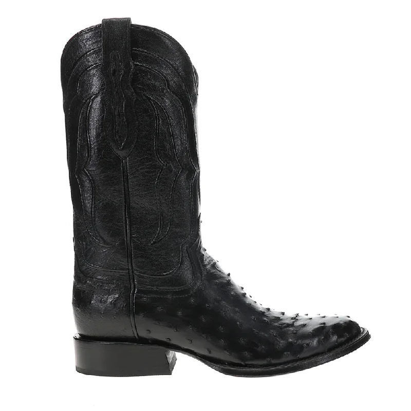 Cowboy boots with high shaft-Zony 12 inch Full Quill Ostrich Medium Round Toe Cowboy Boots