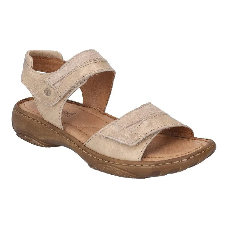 Sandals with breathable mesh -Josef Seibel Debra 19 Ladies Beige Leather Touch Fastening Sandals