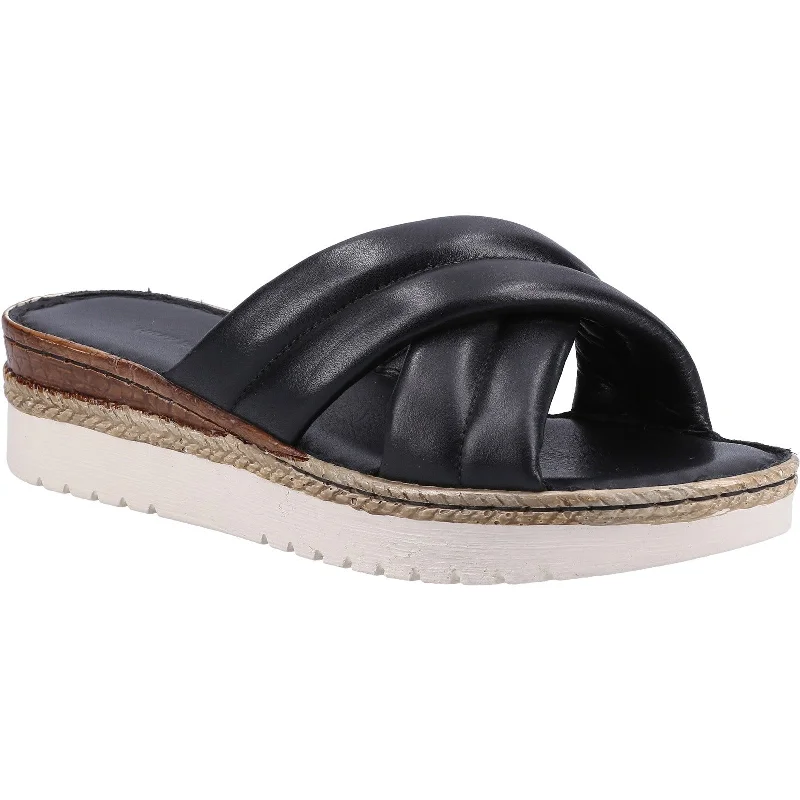 Sandals for summer style -Hush Puppies Samira Ladies Black Leather Slip On Sandals