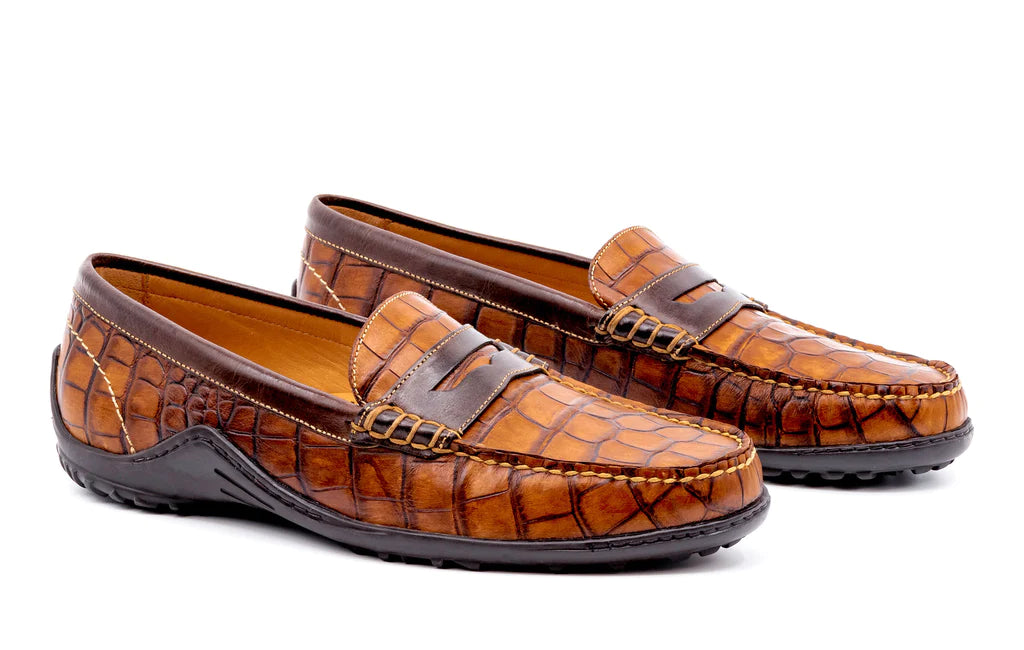 loafers size 13Bill Alligator Penny Loafer (Chestnut)