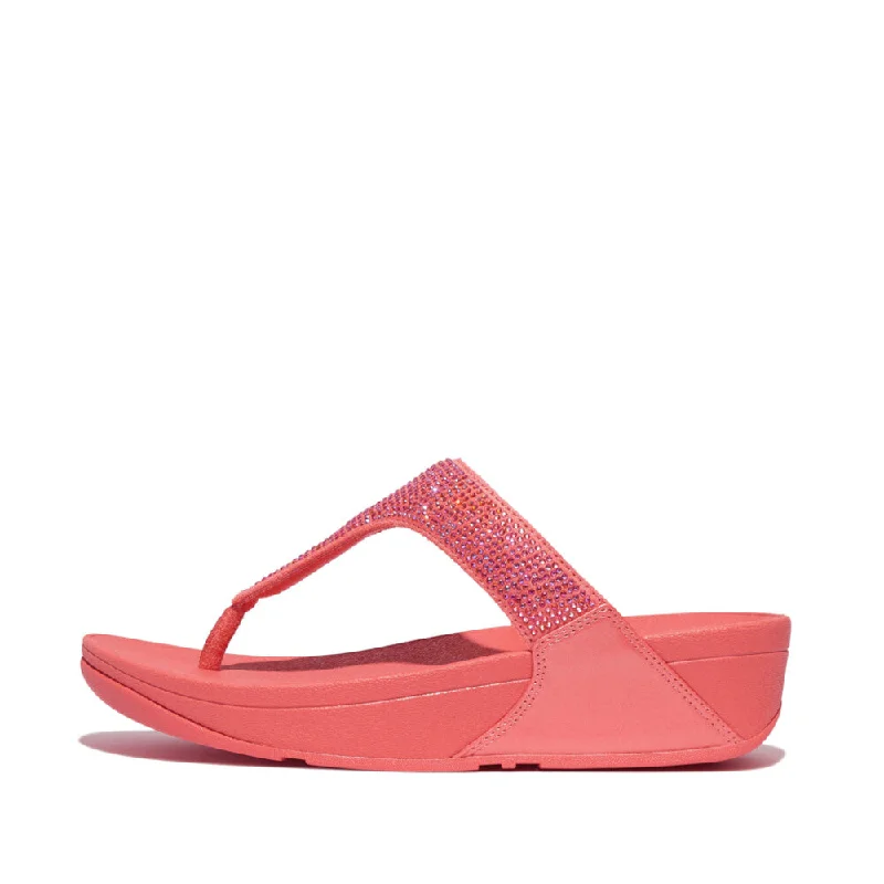 Sandals with comfy looks -FitFlop EC5-B09 Lulu Crystal Ladies Rosy Coral Toe Post Sandals