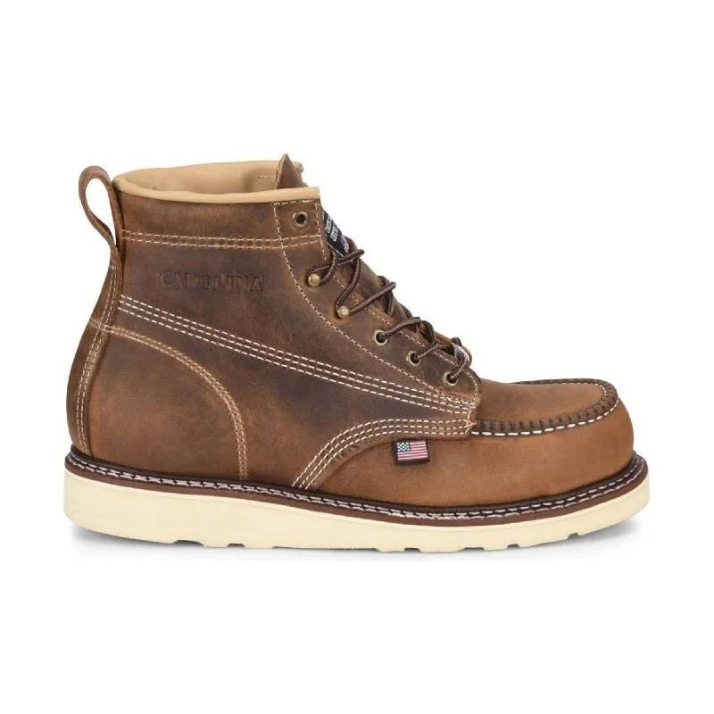 Carolina Men's 6 Inch Amp Steel Toe Moc Toe Wedge Work Boot - Brown