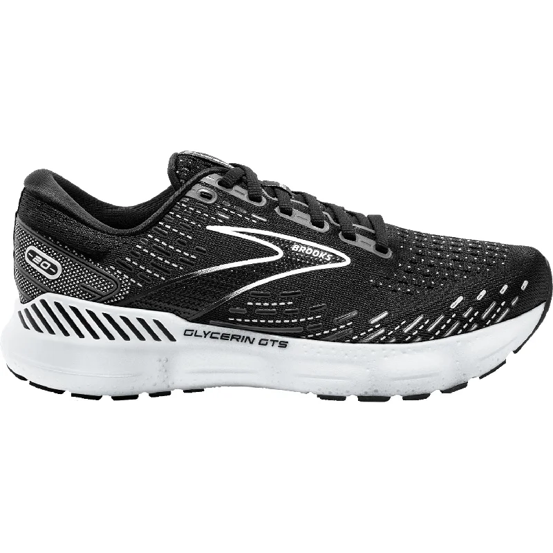 Athletic Shoes with Good Ventilation-Women's Brooks Glycerin GTS 20 Black/White/Alloy Mesh