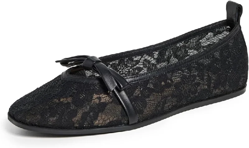 Flats with soft finish-Free People Women's Mesh Mania Ballet Flats, Black