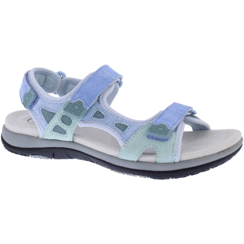 Sandals with durable looks -Free Spirit Zeal Ladies Blue Multi Suede & Textile Touch Fastening Sandals