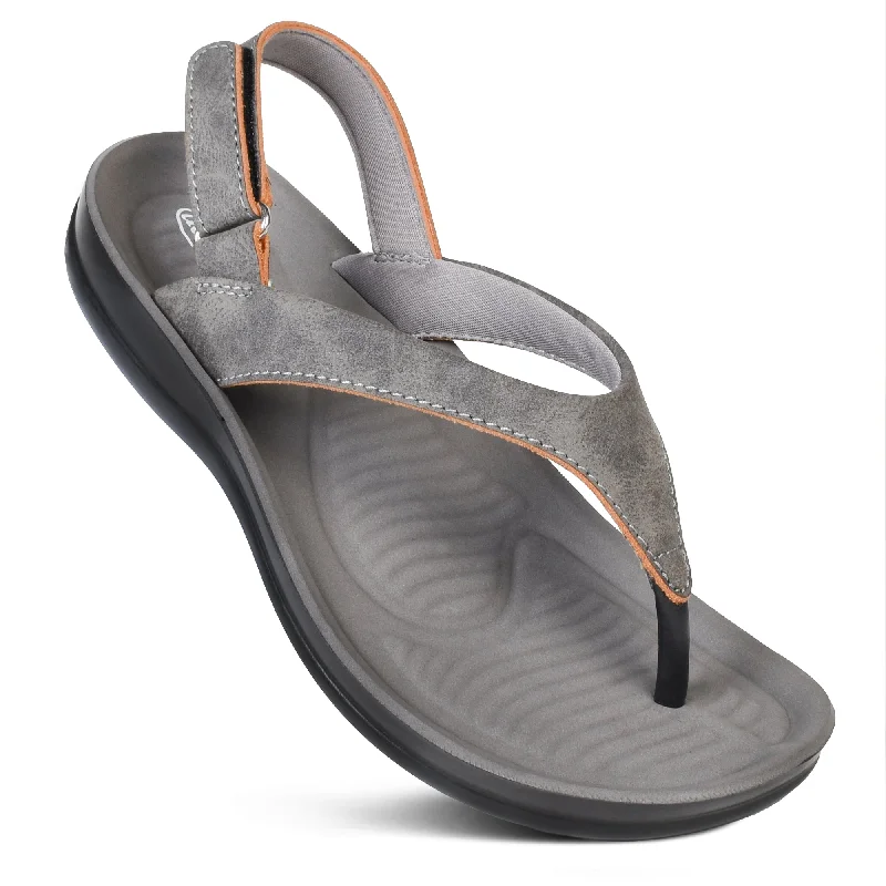 Sandals in pearl stone -Aerothotic - Verra Soft Toe Post Comfortable Velcro Backstrap Women’s Sandals