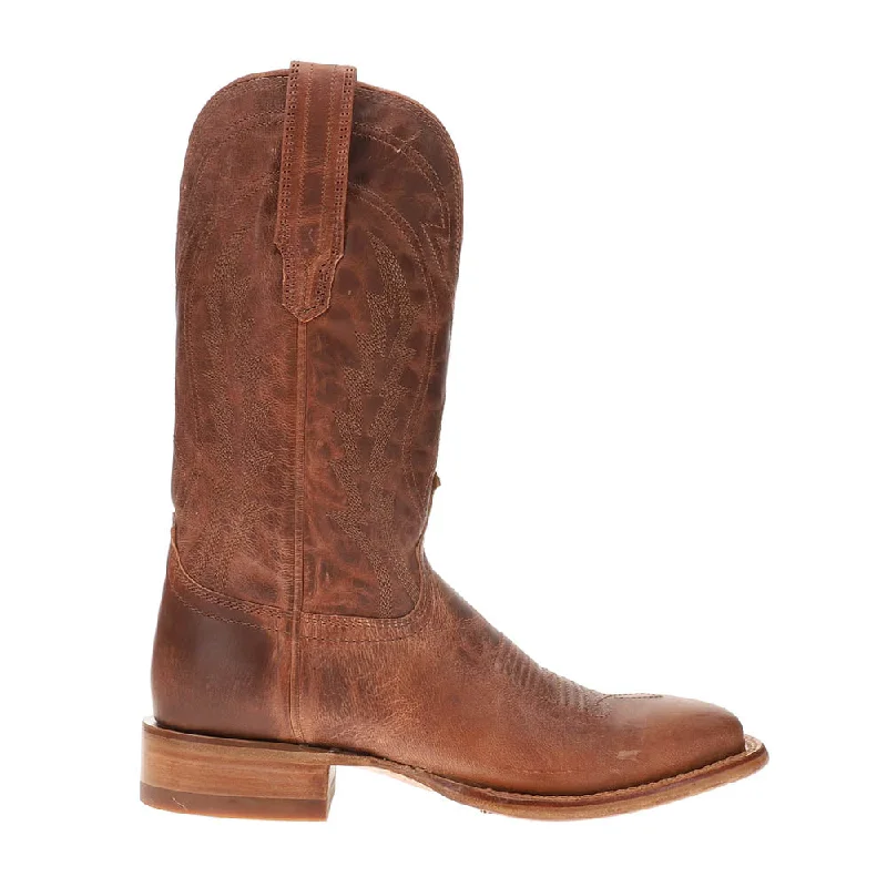 Cowboy boots for classic cowboys-Doc Broad Embroidered Bison Square Toe Pull On Cowboy Boots