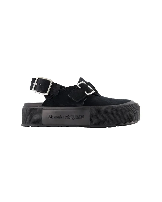 Sandals in topaz -Mount Slick Sandals - Alexander Mcqueen - Black/Silver - Leather