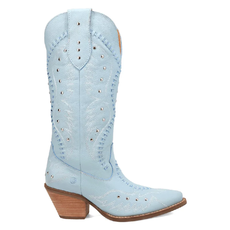 Cowboy boots for concert nights-Pretty N' Pink Embroidered Studded Snip Toe Pull On Cowboy Boots