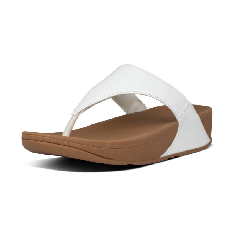 Sandals with comfy sole -Fitflop I88-024 Lulu Ladies White Leather Toe Post Sandals