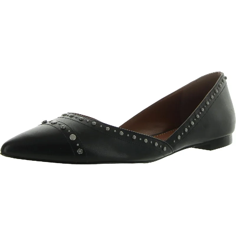 Flats with padded vibes-Womens Leather Pointed Toe Ballet Flats