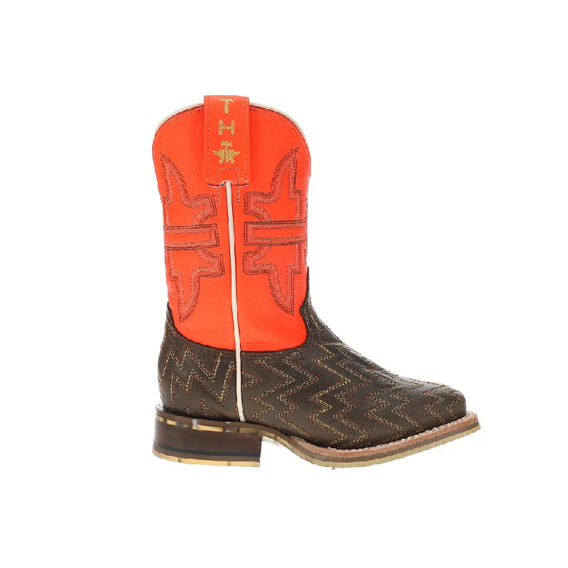 Cowboy boots with durable footbed-Neon Thunder Square Toe Cowboy Boots (Big Kid)