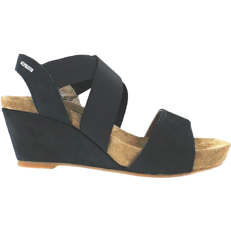 Sandals with supportive arch -Women's Mephisto Barbara Black Bucksoft Nubuck