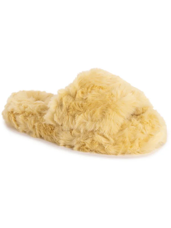 Slippers with outdoor choresOrla Womens Faux Fur Slip On Slide Slippers