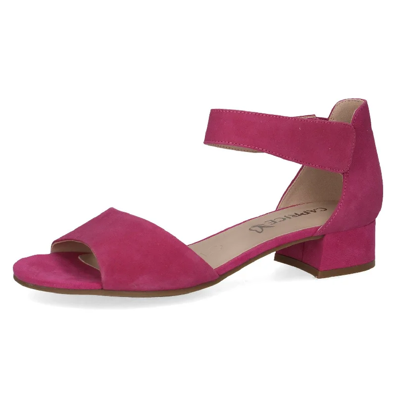 Sandals with decorative straps -Caprice 9-28212-42 542 Ladies Fucshia Pink Suede Touch Fastening Sandals