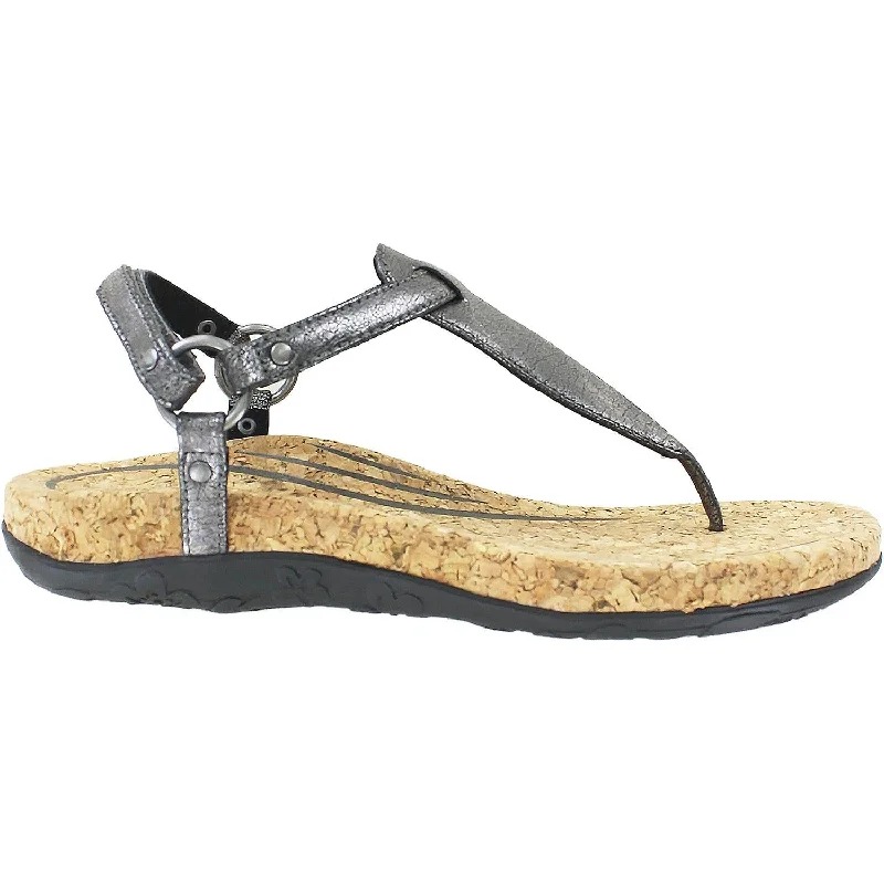 Sandals for warm wear -Women's Aetrex Emilia Pewter Synthetic