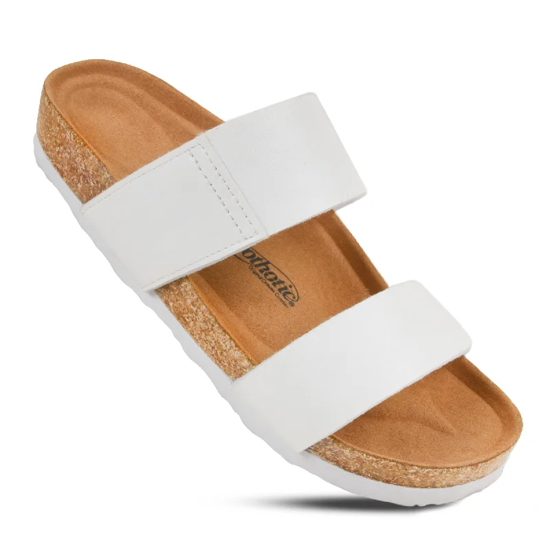 Sandals with adjustable straps -Aerothotic - Zen Cork Footbed Women Summer Slide Sandals