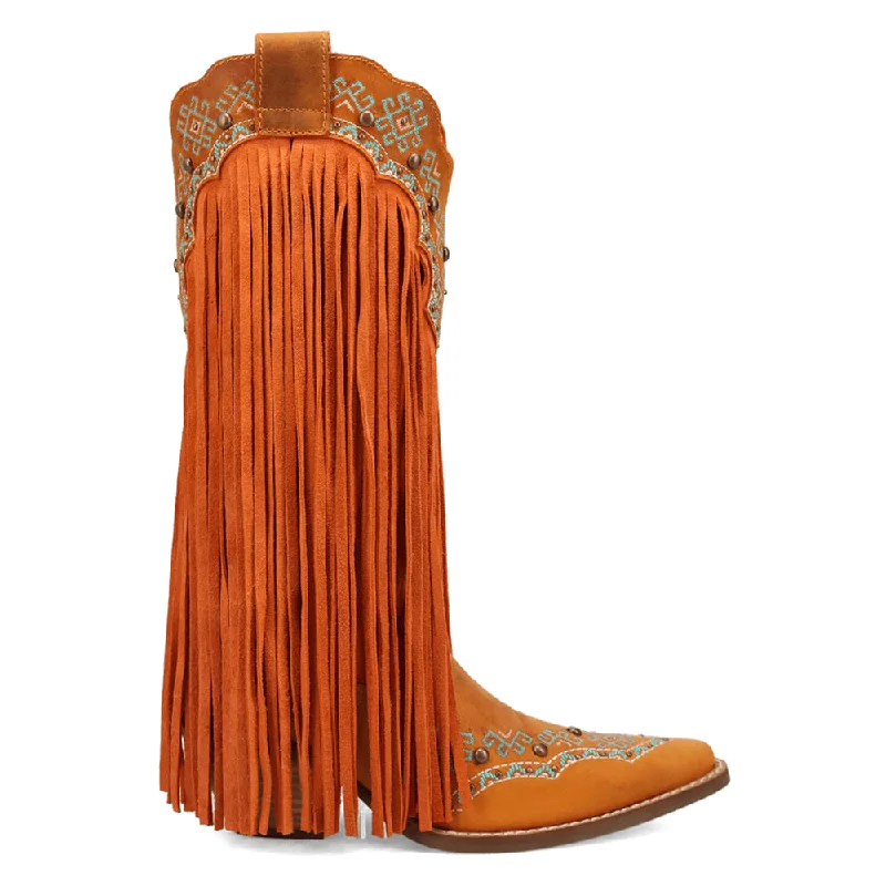 Cowboy boots for warm climates-Tequila Fringe Southwest Sunrise Snip Toe Pull On Cowboy Boots