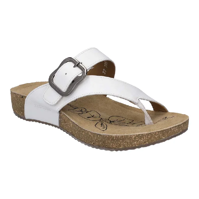 Sandals for men -Josef Seibel Tonga 77 Ladies White Leather Arch Support Touch Fastening Sandals