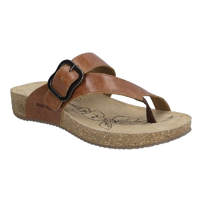 Sandals for wide feet -Josef Seibel Tonga 77 Ladies Camel Brown Leather Arch Support Touch Fastening Sandals