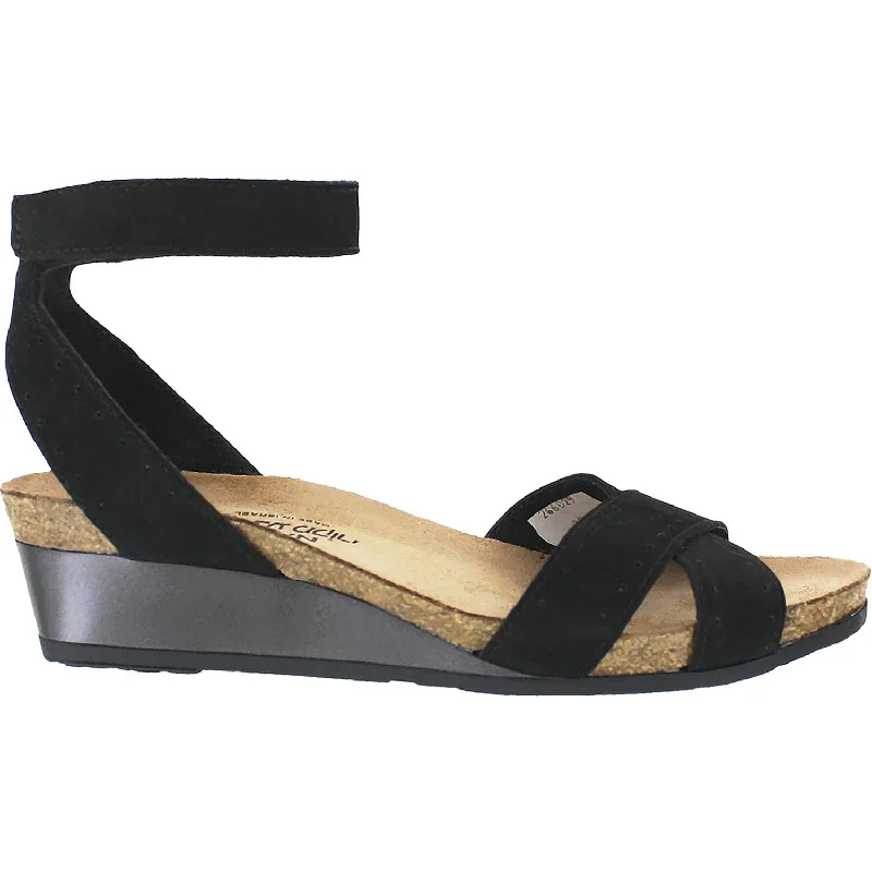 Sandals for hot weather -Women's Naot Wand Black Velvet Nubuck