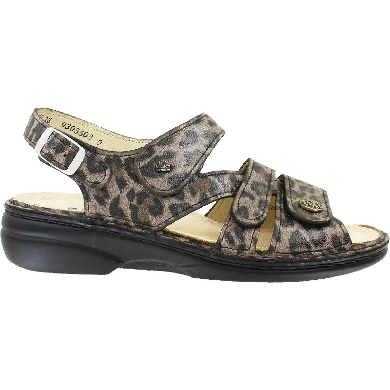 Sandals with sleek wear -Women's Finn Comfort Gomera Soft Natural Leopard Leather