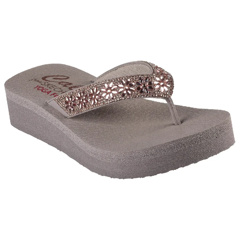 Sandals in citrine -Skechers 119638 Vinyasa - Wild Daisies Ladies Taupe Vegan Sandals