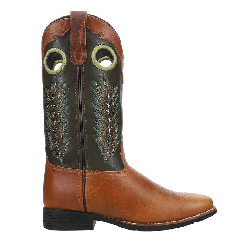 Cowboy boots with intricate stitching-James Embroidered Square Toe Cowboy Boots